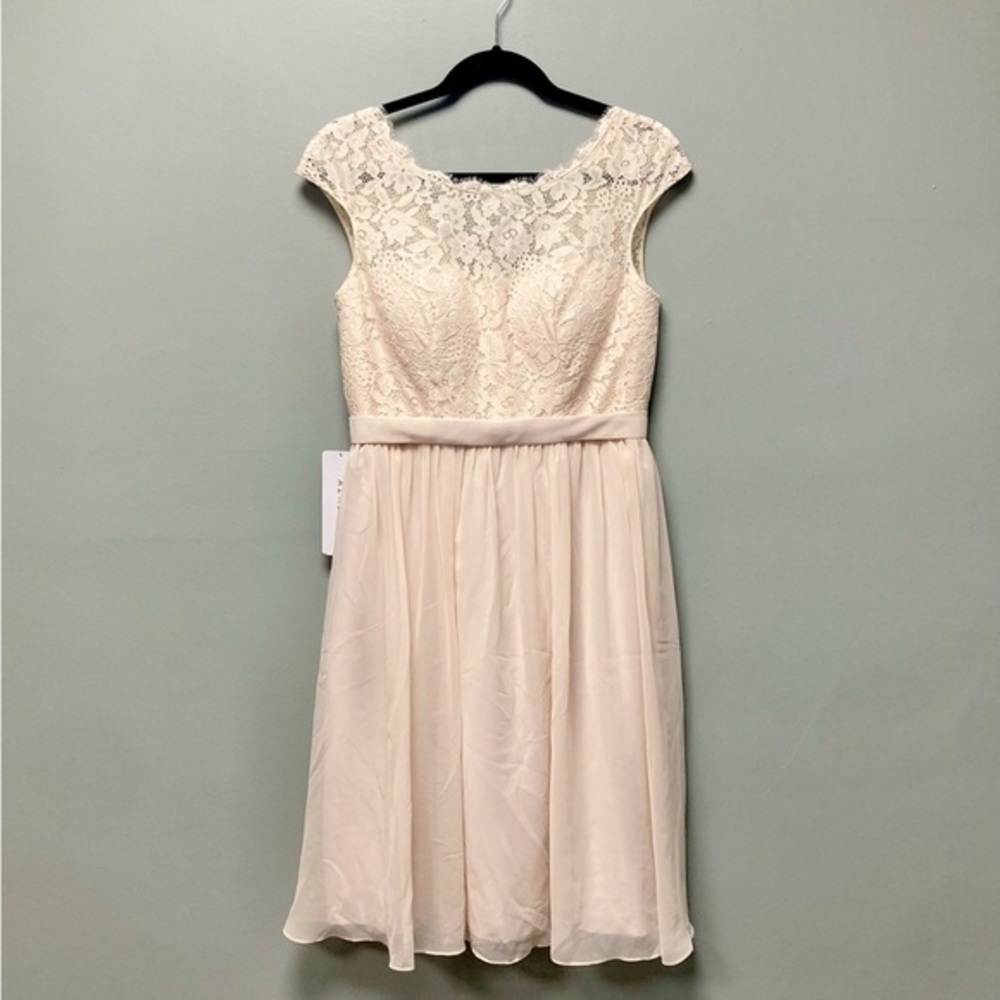 Azazie Shivani Lace Chiffon Bridesmaid Dress Rose‎ Petal Pink A8 NEW